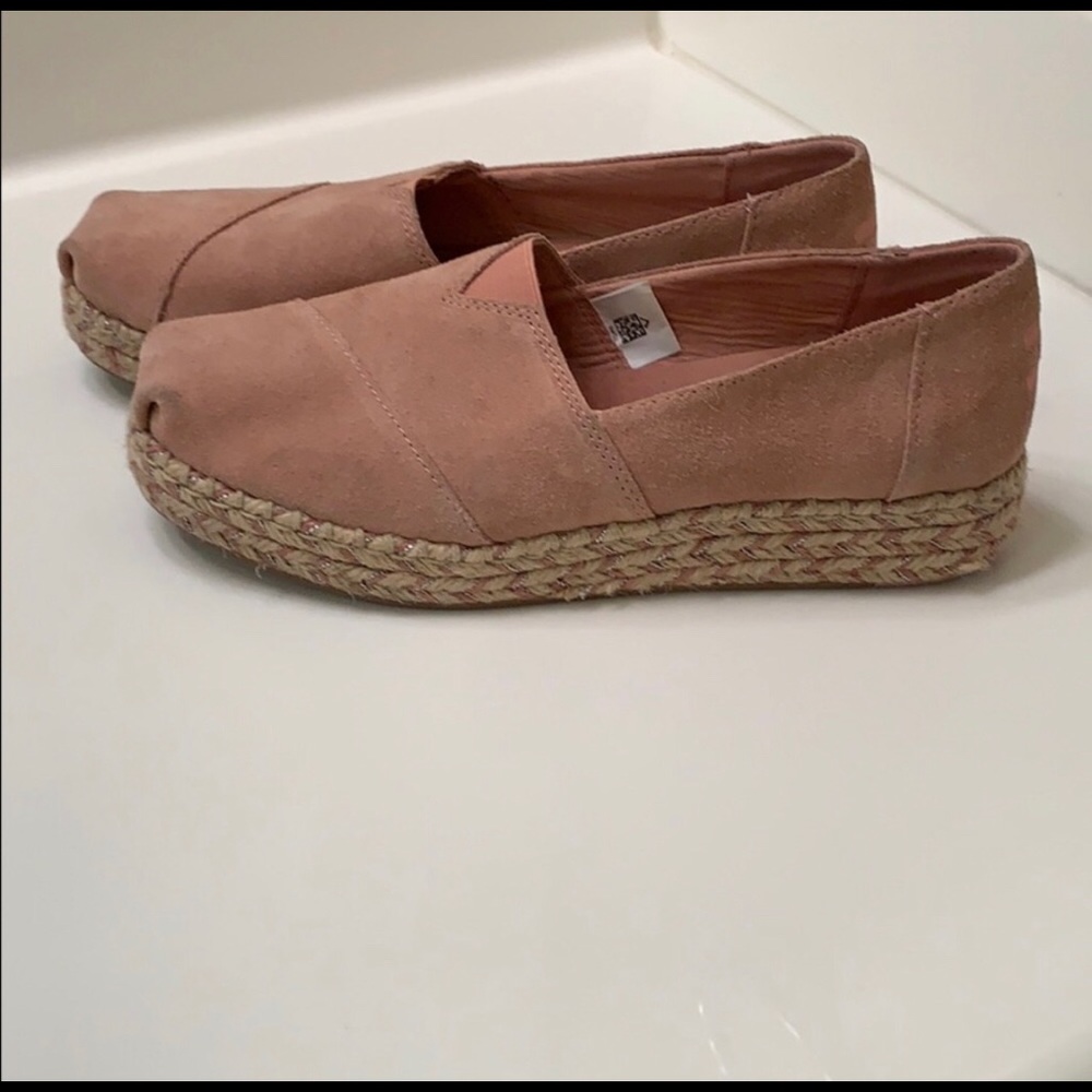 Blush Toms Suede Espadrille Flats 8.5